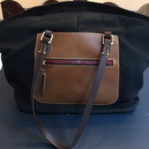 Dooney & Bourke Black nylon tote w/ leather accent